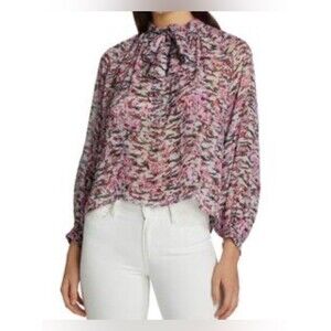 IRO Paris Vibrancy Floral Bow Tie Blouse Size S